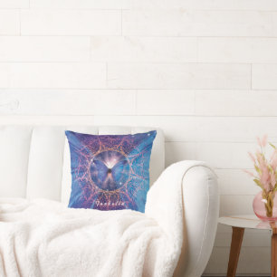 Morpho butterfly / Galaxy Mandala Throw Pillow