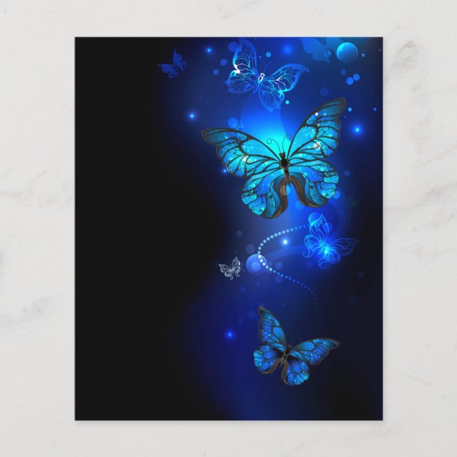 Morpho Butterfly in the Dark Background (Front)