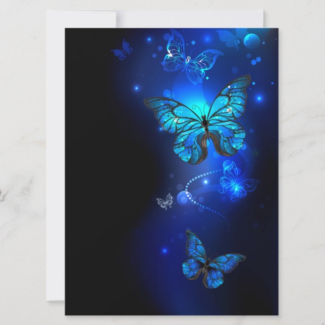 Morpho Butterfly in the Dark Background (Front)
