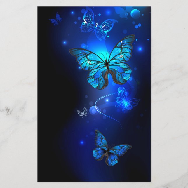 Morpho Butterfly in the Dark Background (Front)