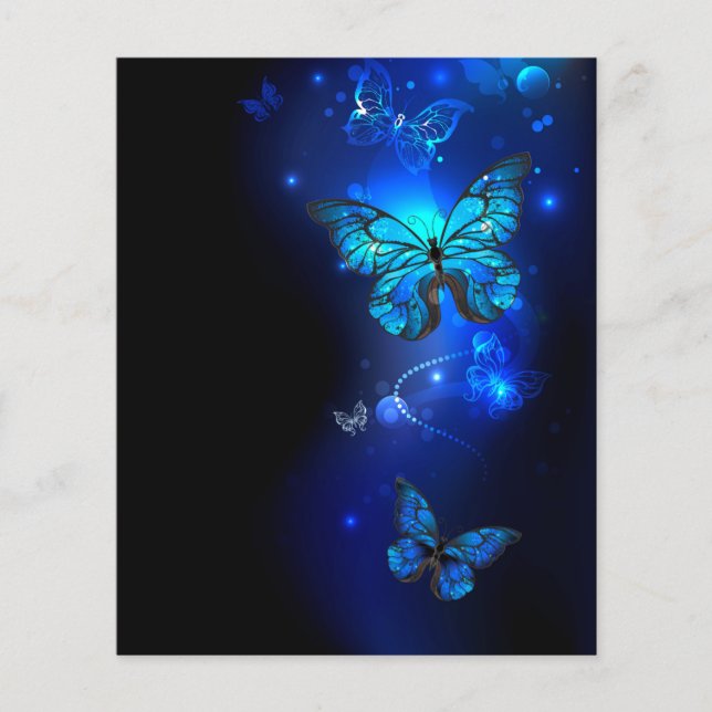 Morpho Butterfly in the Dark Background (Front)