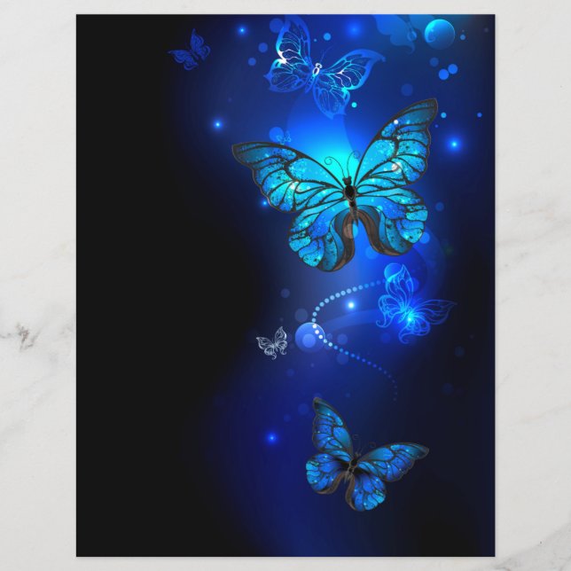 Morpho Butterfly in the Dark Background (Front)