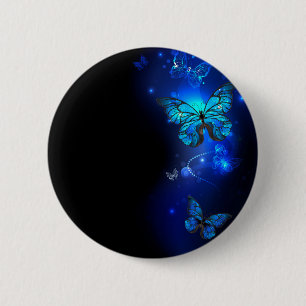 Morpho Butterfly in the Dark Background 2 Inch Round Button