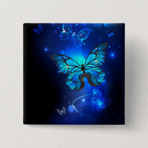Morpho Butterfly in the Dark Background 2 Inch Square Button