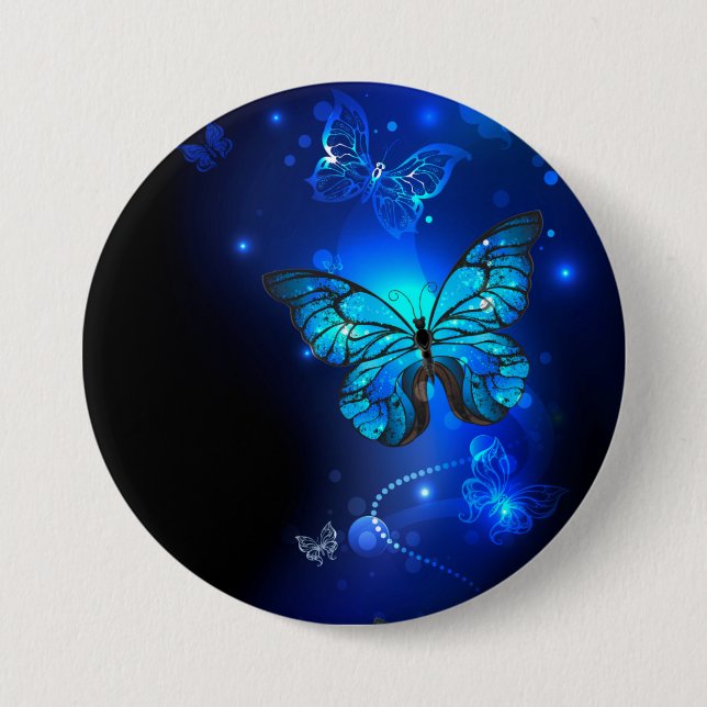 Morpho Butterfly in the Dark Background 3 Inch Round Button (Front)