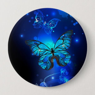Morpho Butterfly in the Dark Background 4 Inch Round Button