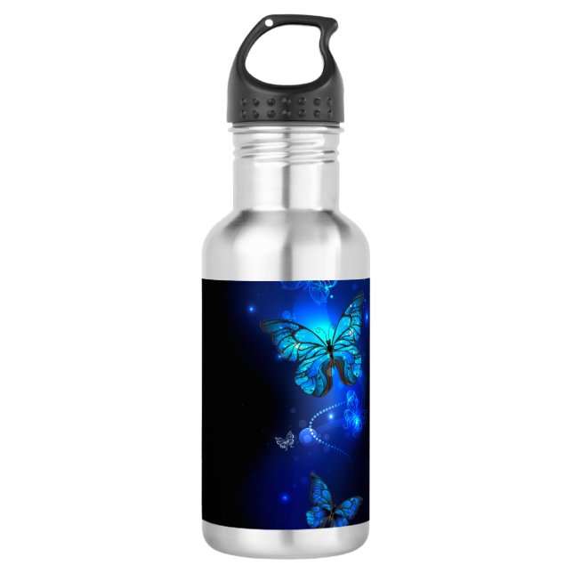 Morpho Butterfly in the Dark Background 710 Ml Water Bottle (Front)