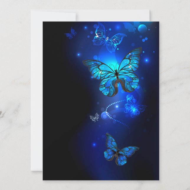 Morpho Butterfly in the Dark Background Announcement (Front)