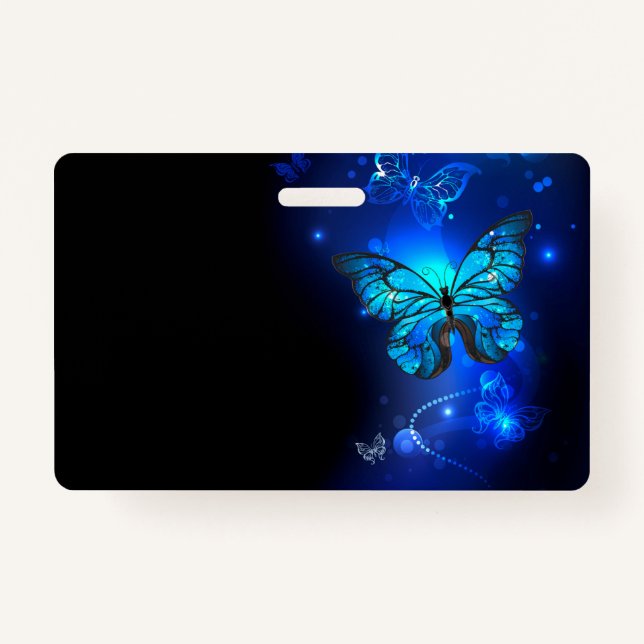 Morpho Butterfly in the Dark Background Badge (Front)