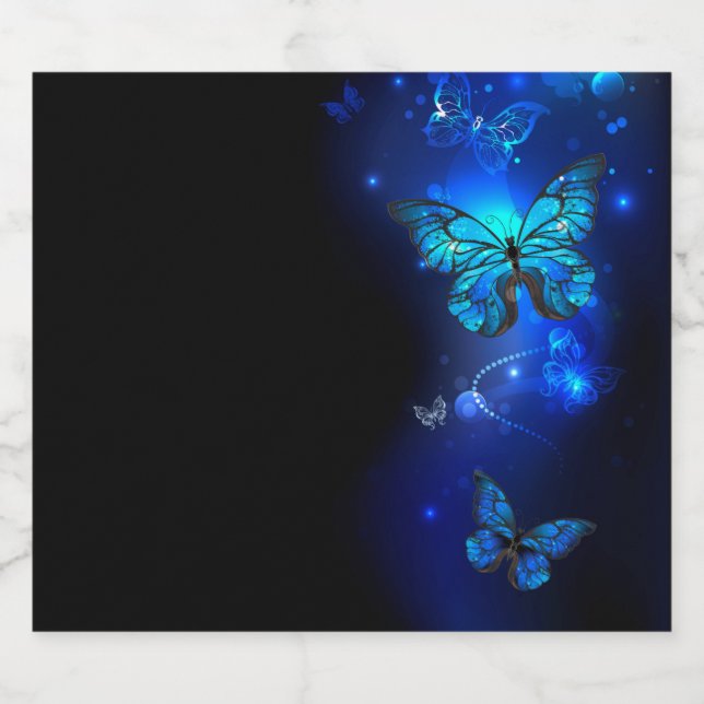 Morpho Butterfly in the Dark Background Beer Bottle Label (Single Label)