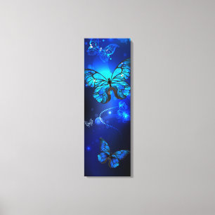 Morpho Butterfly in the Dark Background Canvas Print