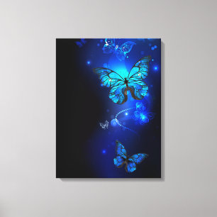 Morpho Butterfly in the Dark Background Canvas Print