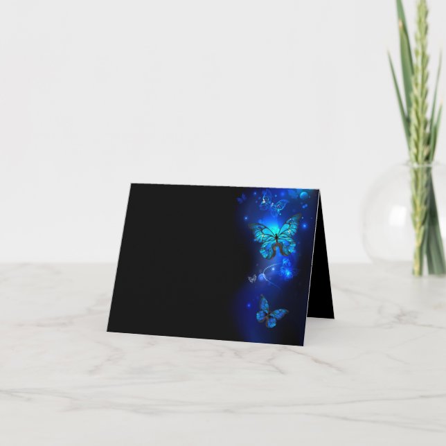 Morpho Butterfly in the Dark Background Card (Front)