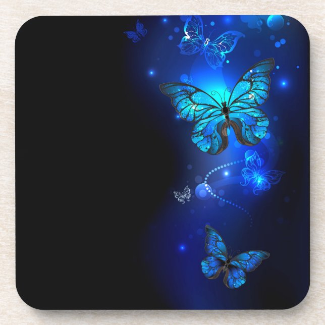 Morpho Butterfly in the Dark Background Coaster (Front)
