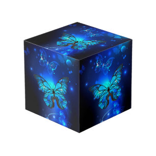 Morpho Butterfly in the Dark Background Cube