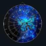 Morpho Butterfly in the Dark Background Dartboard<br><div class="desc">blue,  glowing butterflies morpho on a dark background. Morpho. Design with butterflies.</div>