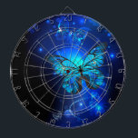 Morpho Butterfly in the Dark Background Dartboard<br><div class="desc">blue,  glowing butterflies morpho on a dark background. Morpho. Design with butterflies.</div>