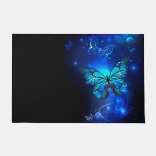 Morpho Butterfly in the Dark Background Doormat