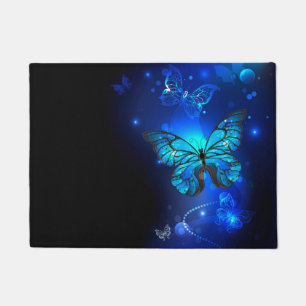 Morpho Butterfly in the Dark Background Doormat
