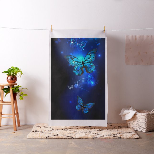 Morpho Butterfly in the Dark Background Fabric (In Situ)