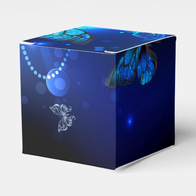 Morpho Butterfly in the Dark Background Favor Box (Front Side)