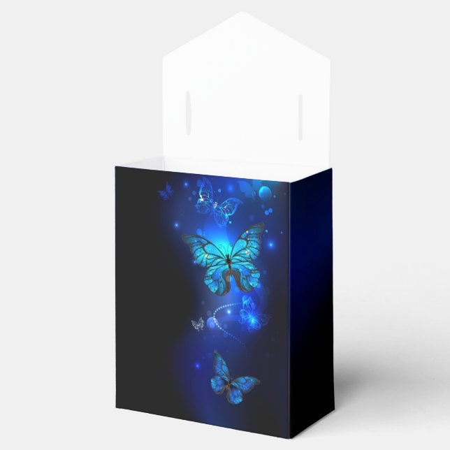 Morpho Butterfly in the Dark Background Favor Box (Opened)