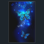 Morpho Butterfly in the Dark Background Flyer<br><div class="desc">blue, glowing butterflies morpho on a dark background. Morpho. Design with butterflies.</div>