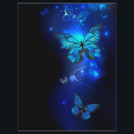 Morpho Butterfly in the Dark Background Flyer<br><div class="desc">blue, glowing butterflies morpho on a dark background. Morpho. Design with butterflies.</div>