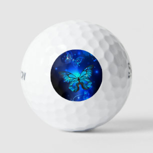Morpho Butterfly in the Dark Background Golf Balls