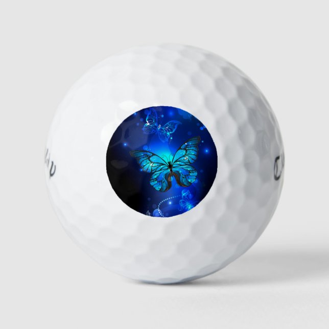 Morpho Butterfly in the Dark Background Golf Balls (Front)
