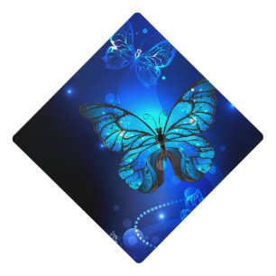 Morpho Butterfly in the Dark Background Graduation Cap Topper
