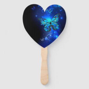 Morpho Butterfly in the Dark Background Hand Fan
