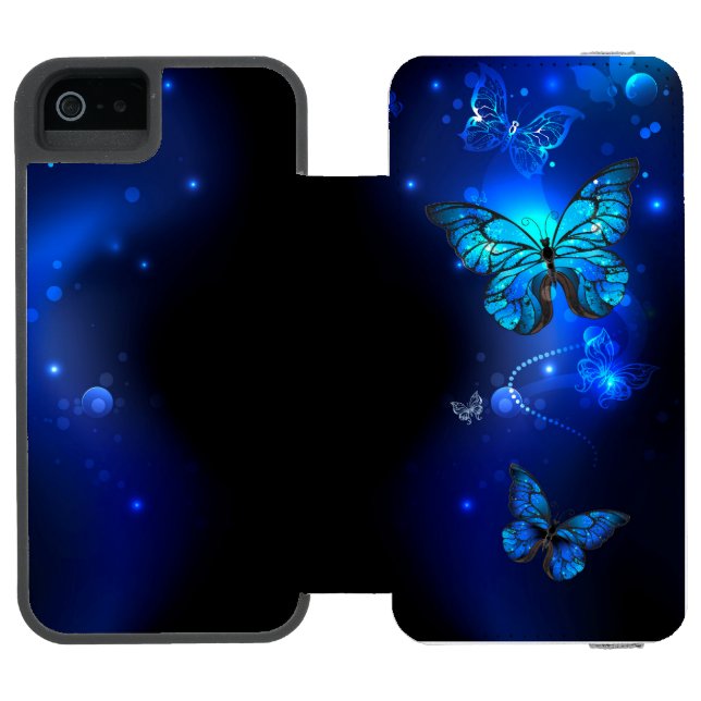 Morpho Butterfly in the Dark Background Incipio iPhone Wallet Case (Folio Open)