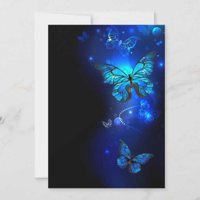 Morpho Butterfly in the Dark Background Invitation (Front)