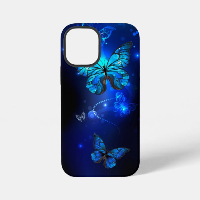 Morpho Butterfly in the Dark Background iPhone Case (Back)