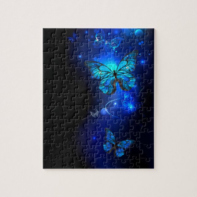 Morpho Butterfly in the Dark Background Jigsaw Puzzle (Vertical)