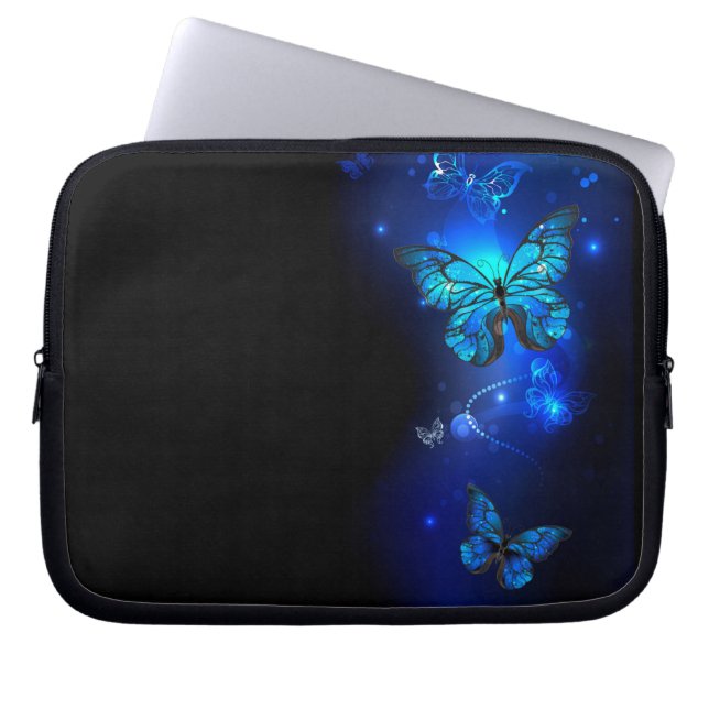 Morpho Butterfly in the Dark Background Laptop Sleeve (Front)