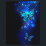 Morpho Butterfly in the Dark Background Letterhead<br><div class="desc">blue,  glowing butterflies morpho on a dark background. Morpho. Design with butterflies.</div>