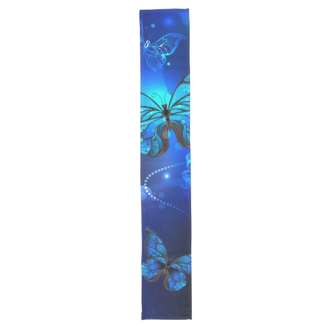 Morpho Butterfly in the Dark Background Long Table Runner (Front)