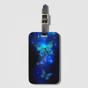 Morpho Butterfly in the Dark Background Luggage Tag