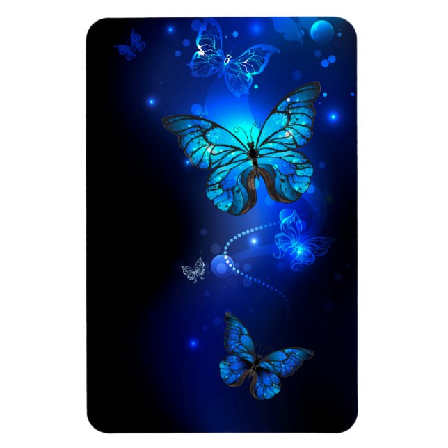 Morpho Butterfly in the Dark Background Magnet (Vertical)