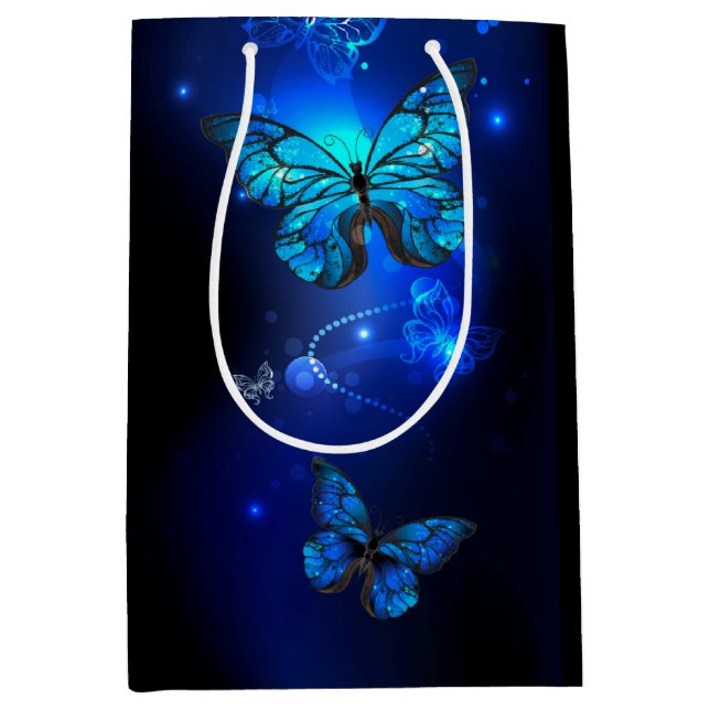 Morpho Butterfly in the Dark Background Medium Gift Bag (Front)