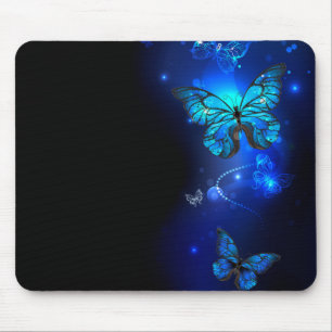 Morpho Butterfly in the Dark Background Mouse Pad