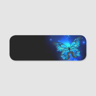 Morpho Butterfly in the Dark Background Name Tag