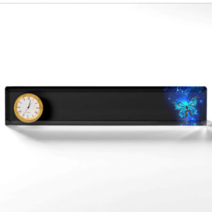 Morpho Butterfly in the Dark Background Nameplate