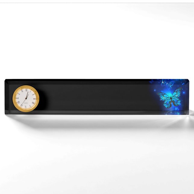 Morpho Butterfly in the Dark Background Nameplate (Front)