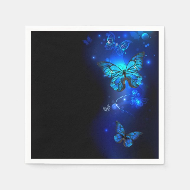 Morpho Butterfly in the Dark Background Napkin (Front)