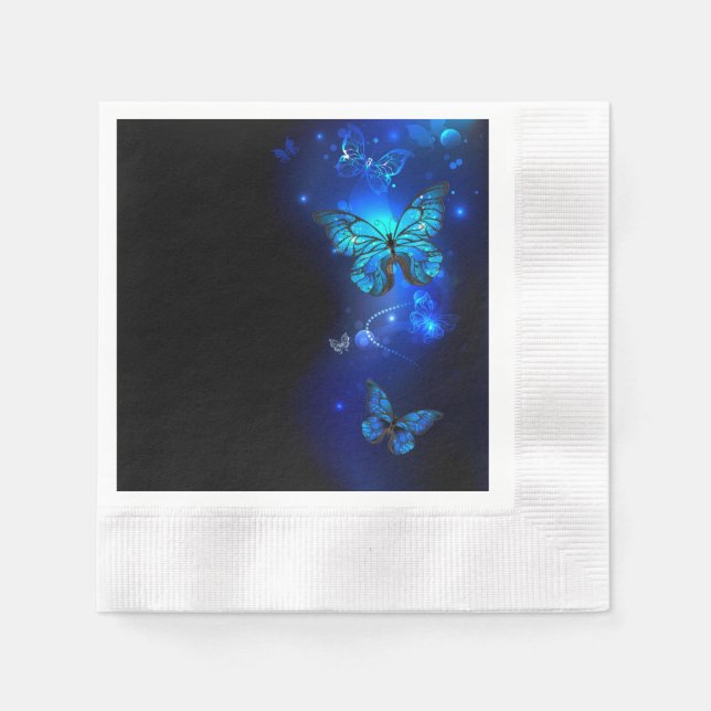 Morpho Butterfly in the Dark Background Napkin (Front)