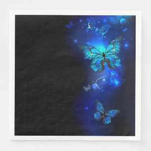 Morpho Butterfly in the Dark Background Napkin