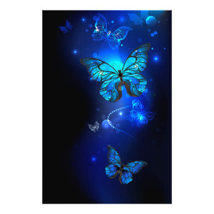 Morpho Butterfly in the Dark Background Photo Print